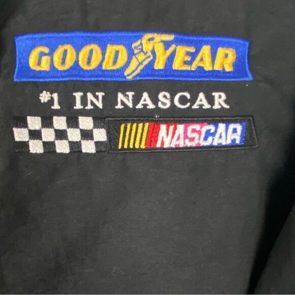 Y2K Licensed Goodyear NASCAR Racing Windbreaker Nylon Jacket Embroidered Logo XL - Picture 13 of 14